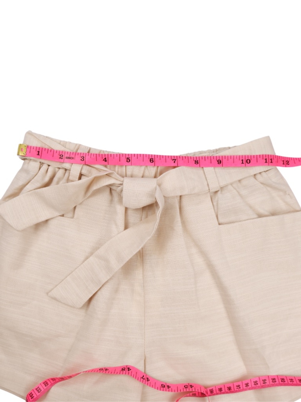 Copper Key Beige Paperbag Waist Shorts Size M NWT Neutral Linen Look - Picture 4 of 8